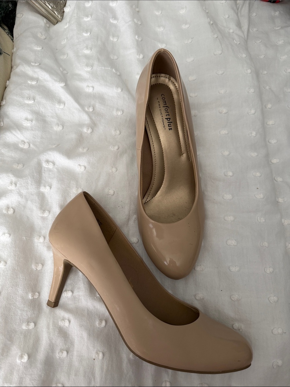 comfort plus by Predictions Nude Patent Almond Toe High Heels